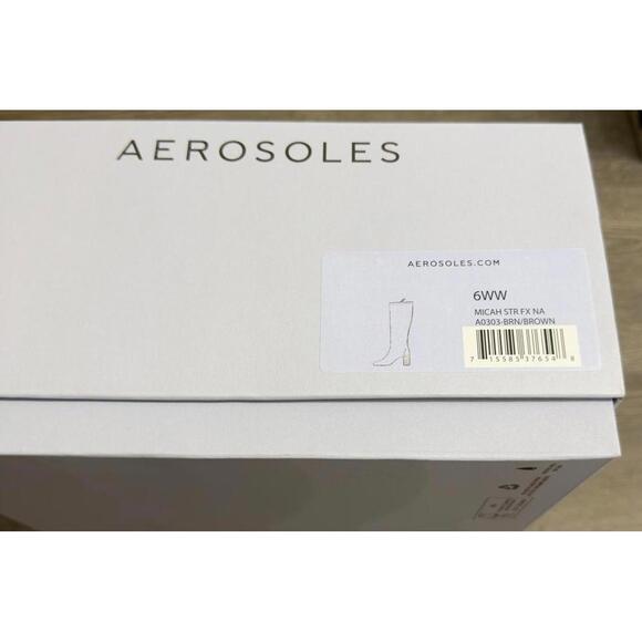 Aerosoles Brown Micah Brown Stretch Smooth Tall Boots Women Size 6 - Picture 4 of 4